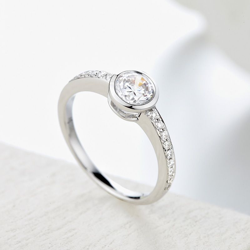 BEZEL SET DIAMOND BAND ENGAGEMENT RING. SETTINGONLY