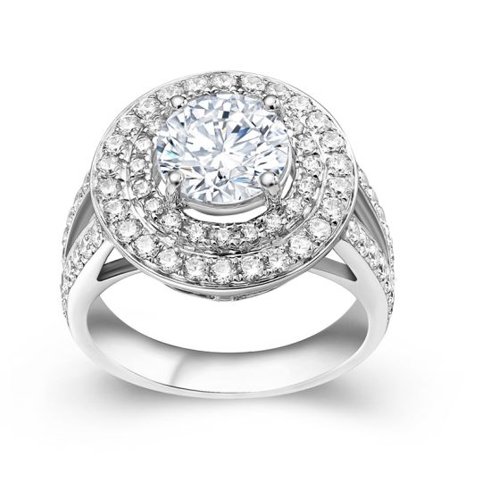 DOUBLE HALO SPLIT BAND ENGAGEMENT RING. SETTING ONLY.