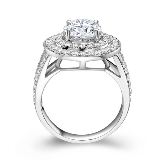 DOUBLE HALO SPLIT BAND ENGAGEMENT RING. SETTING ONLY.
