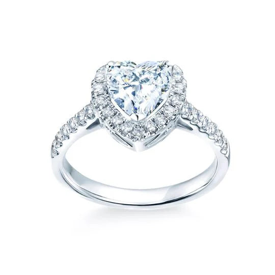 CLASSIC HEART HALO RING. SETTING ONLY