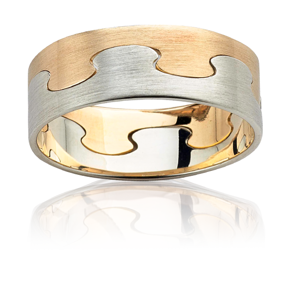 Two tone link wedding band
