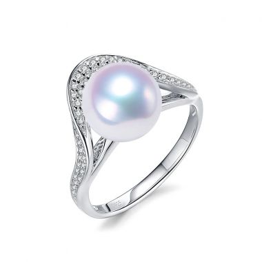 AUSTRALIAN SOUTH SEA PEARL AND DIAMOND WAVE RING