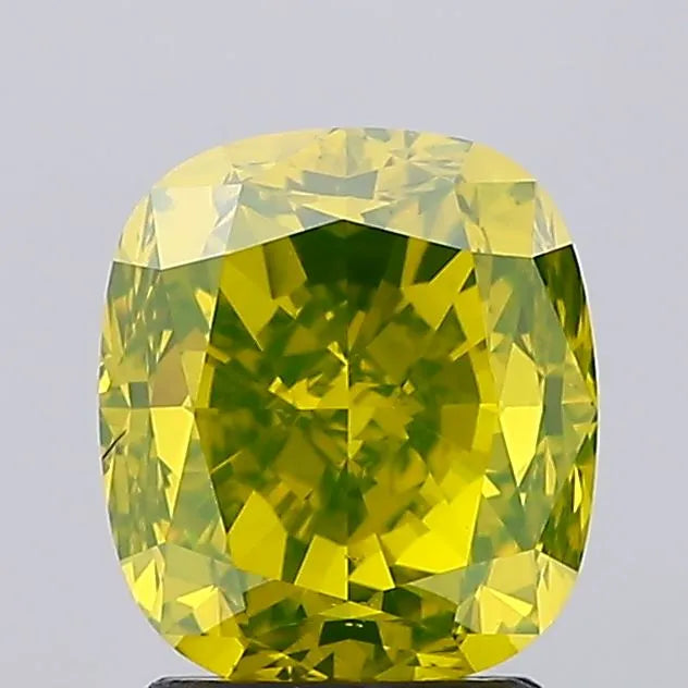3.02ct Cushion modified Natural Diamond (Colour Fancy Green Yellow, Clarity VS2, Cut VG, IGI Certified)