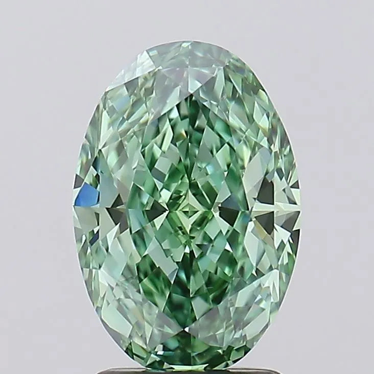 2.55ct Oval Lab Grown Diamond (Colour Fancy Vivid Green, Clarity VVS1, IGI Certified)