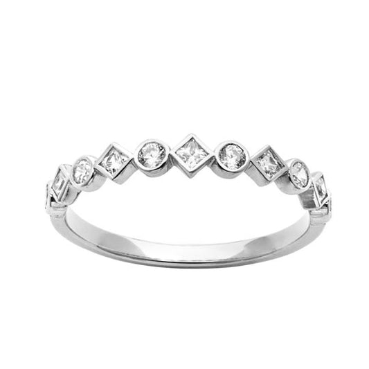 LADIES ROUND AND PRINCESS DIAMOND STACKER RING