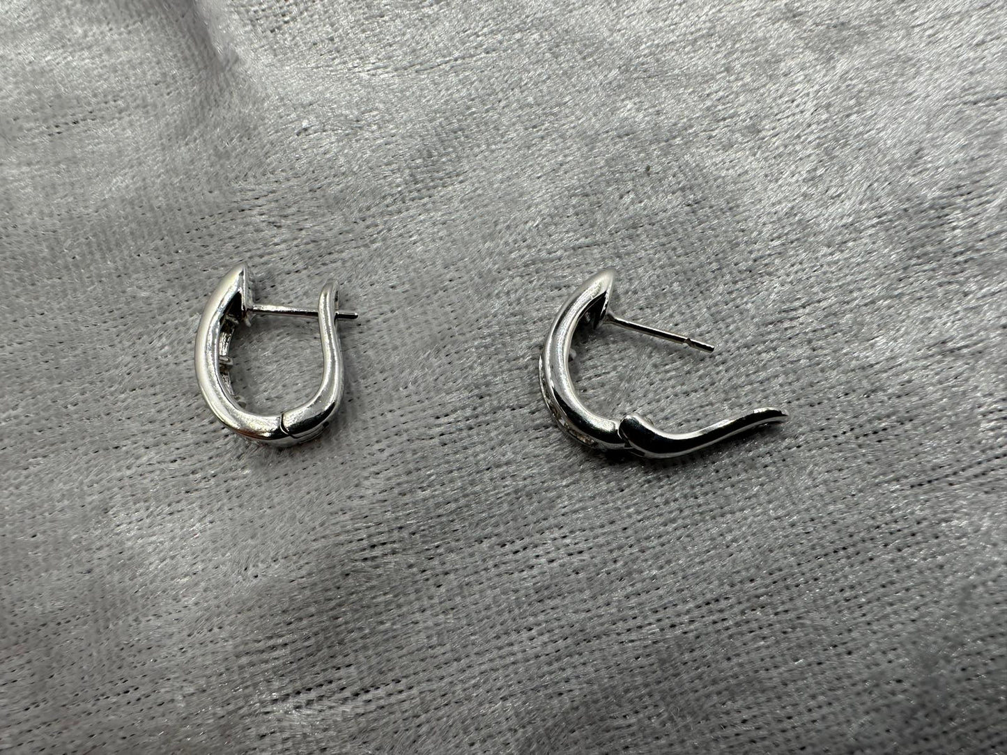 Natural diamond huggie earrings in 9K white gold