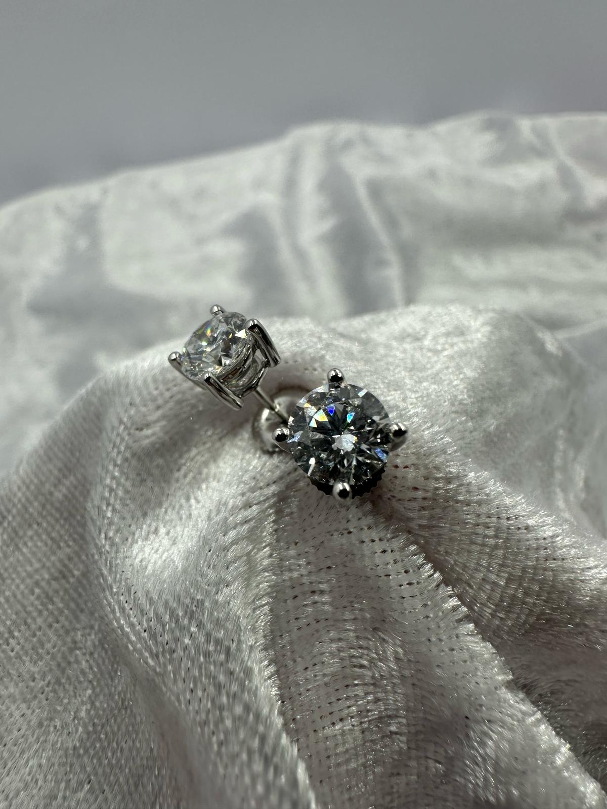 14K white gold 4 prong stud earrings