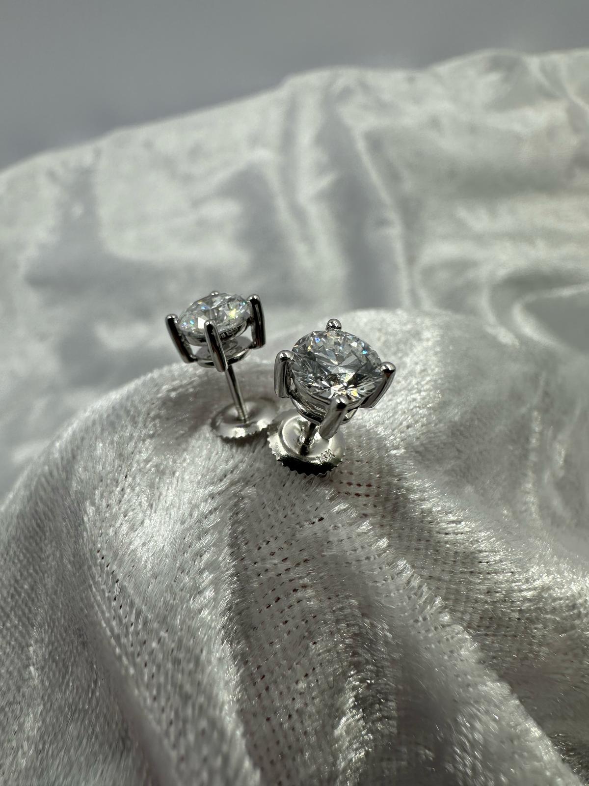 14K white gold 4 prong stud earrings
