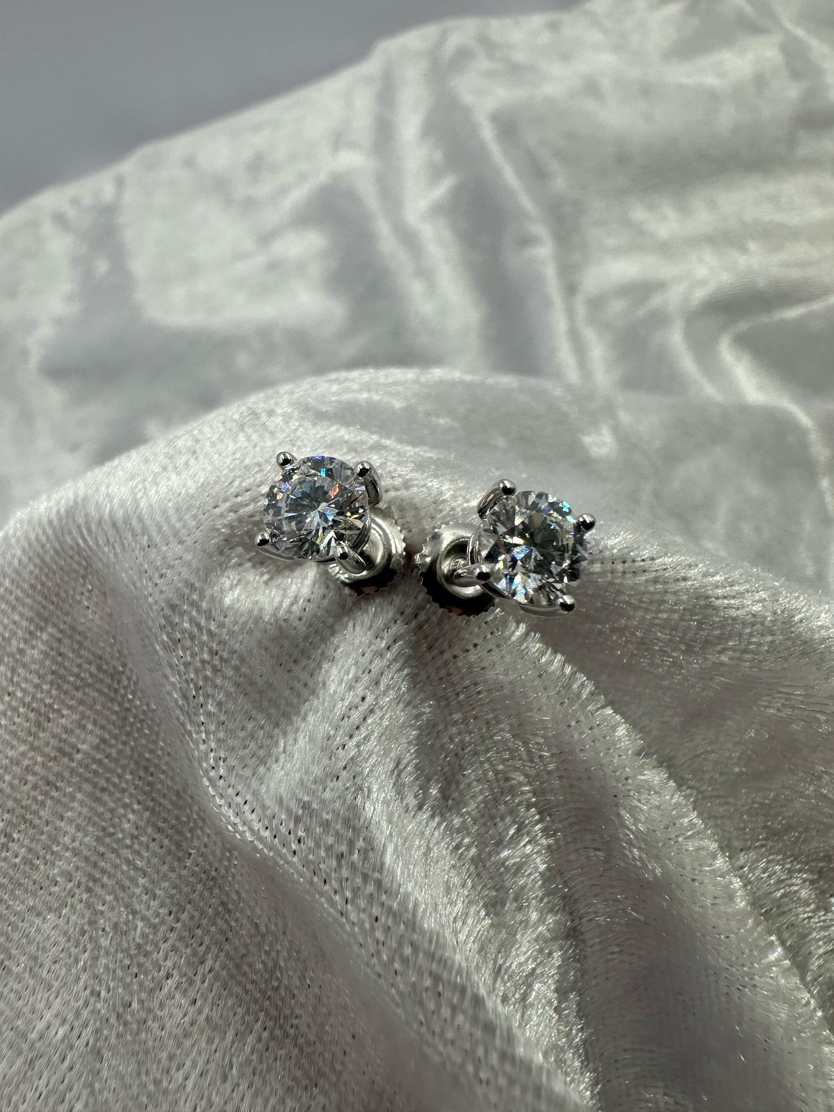 14K white gold 4 prong stud earrings