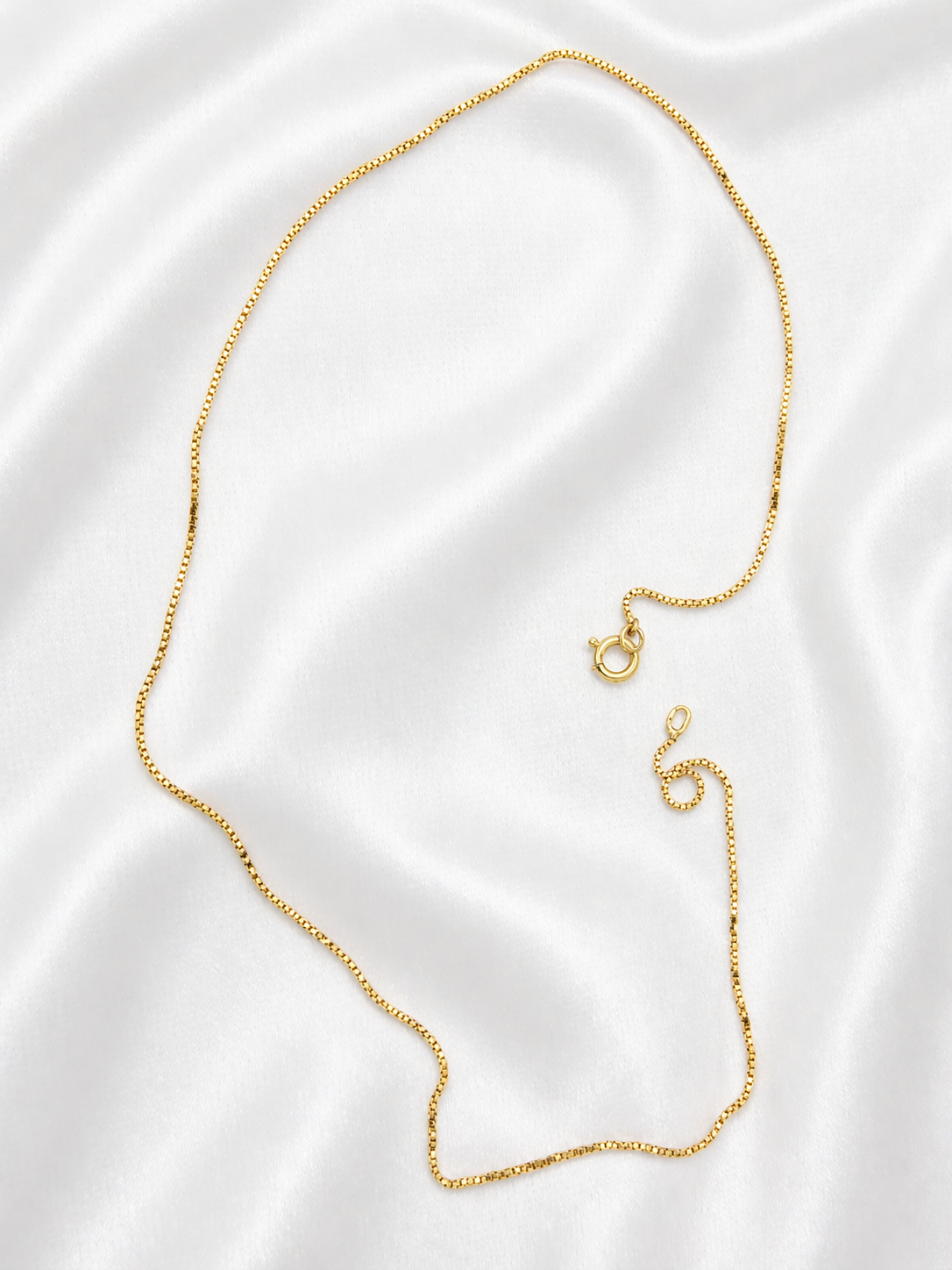 14K yellow gold box chain necklace, 40cm long