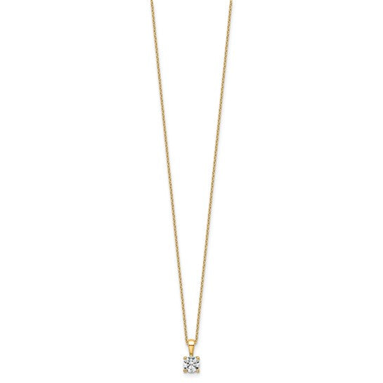 14K gold lab grown diamond solitaire pendant necklace