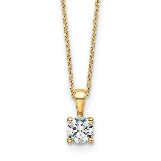 14K gold lab grown diamond solitaire pendant necklace