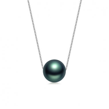 Classic drilled Tahitian Pearl pendant with 18K W/G chain, main product view