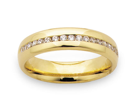 Classic unisex channel set diamond wedding band