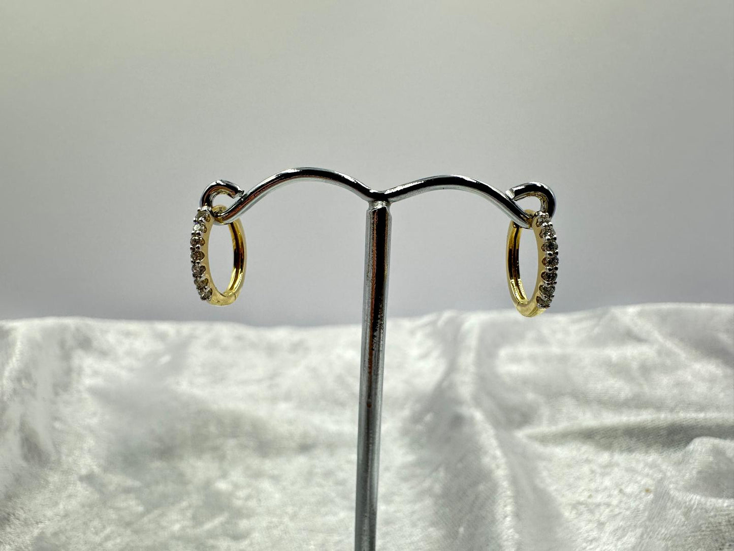14K yellow gold huggie diamond earrings
