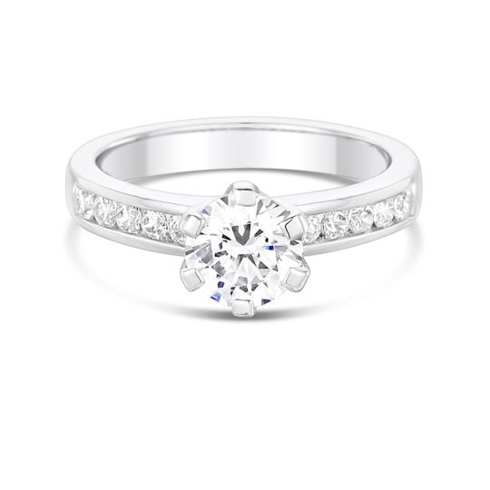 CHANNEL SET 6 CLAW DIAMOND ENGAGEMENT RING. SETTING ONLY, main product view
