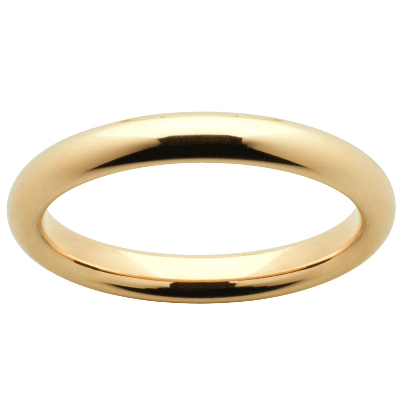 Classic Half round wedding ring. Deluxe weight, angled view