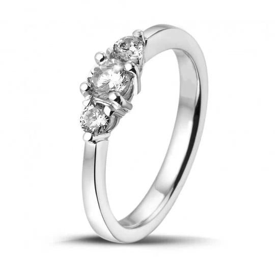 CLASSIC TAPERED 3 STONE ENGAGEMENT RING. SETTING ONLY, angled view