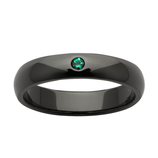 CLASSIC ZIRCONIUM RING WITH CITRINE OR BIRON EMERALD, front view