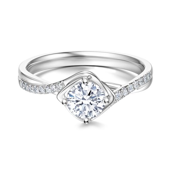 CUSTOM 4 CLAW TWIST DIAMOND BAND RING. SETTING ONLY, angled view