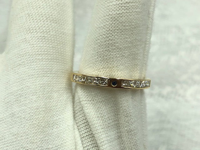 Diamond and sapphire wedding/dress ring Melbourne, angled view