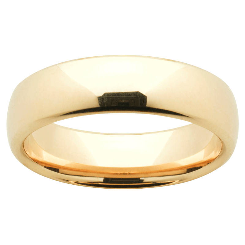 Classic Low Dome wedding ring. Deluxe weight, angled view