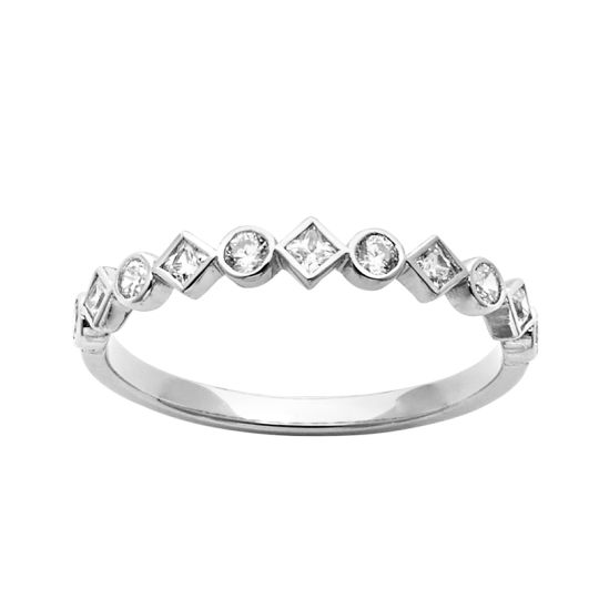 LADIES ROUND AND PRINCESS DIAMOND STACKER RING, main product view