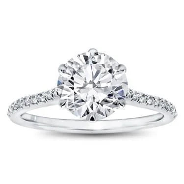 CLASSIC 6 CLAW PAVE SET ENGAGEMENT RING. SETTING ONLY