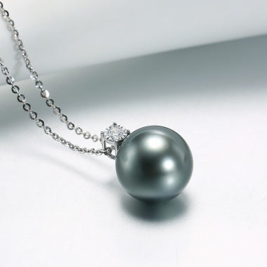 Classic diamond dangle Tahitian Pearl pendant