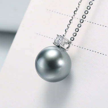 Classic diamond dangle Tahitian Pearl pendant