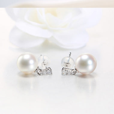 Dangle Australian South Sea Pearl Earrings with Diamonds