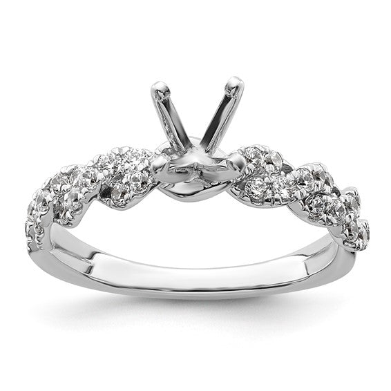 Twist diamond band 4 claw ring. Setting only, front view