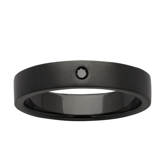 Unisex Zirconium ring with black diamond, main product view