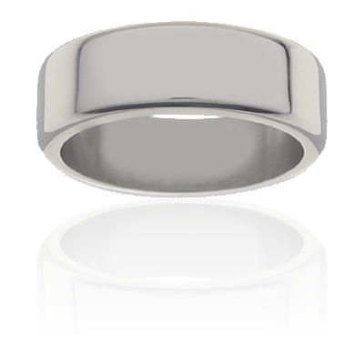 Mens Titanium flat round edge ring, polished finish, 5 - 8mm wide.