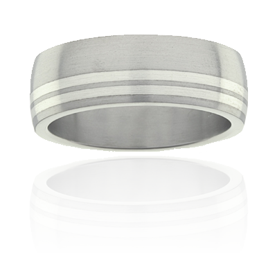 Mens Titanium and 18K W/G mens two tone ring, 8mm wide