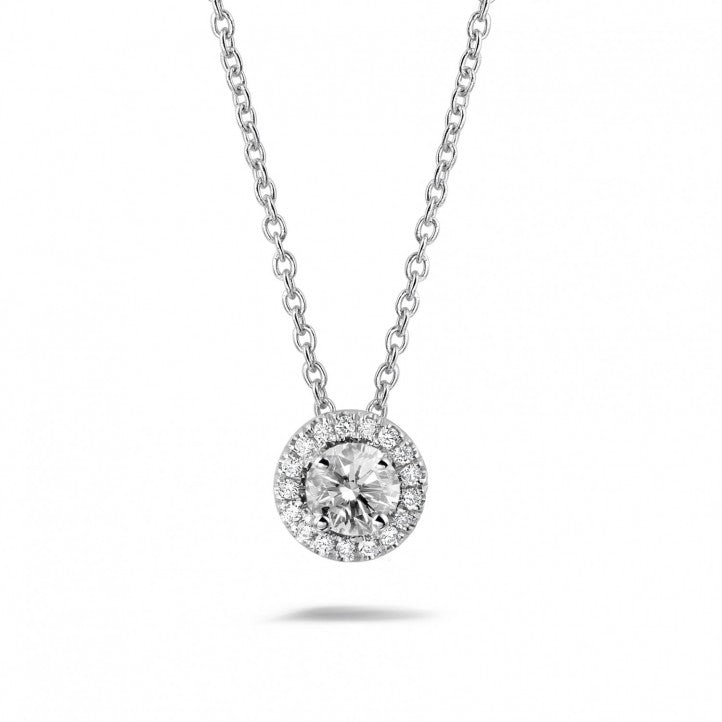Classic round halo pendant, GIA certified 0.50 ct centre