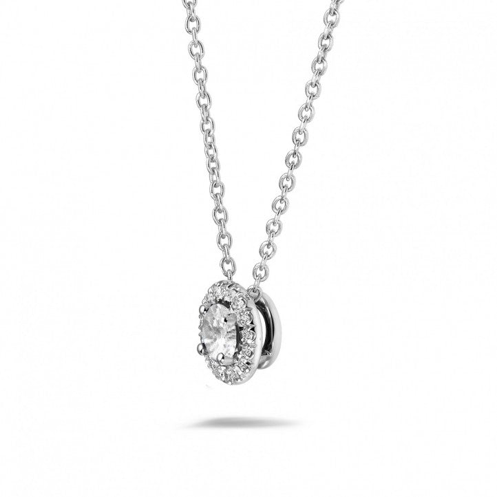 Classic round halo pendant, GIA certified 0.50 ct centre