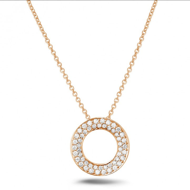 Diamond Double row round pendant and necklace