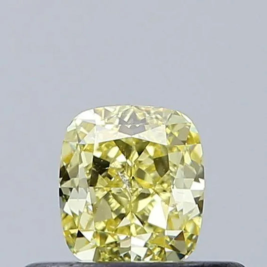0.35ct Cushion modified Natural Diamond (Colour Fancy Intense Yellow, Clarity SI2, Cut GD, GIA Certified)