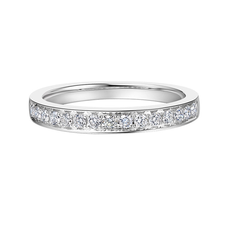 Micropave set diamond wedding band, front view