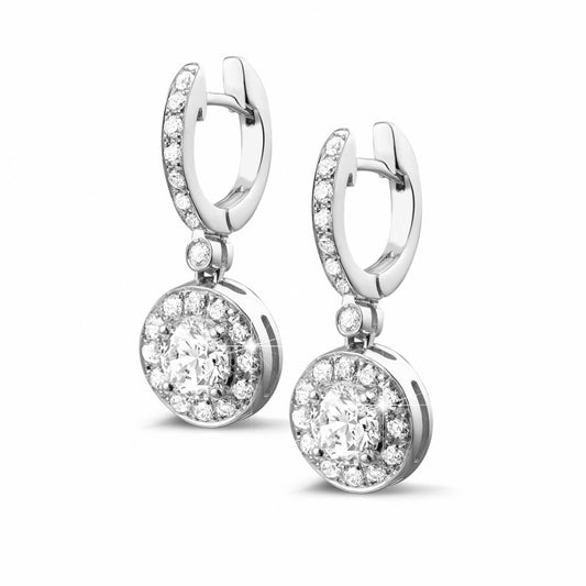 Dangle halo diamond earrings