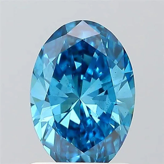 1.00ct Oval Lab Grown Diamond (Colour Fancy Vivid Blue, Clarity SI1, IGI Certified)