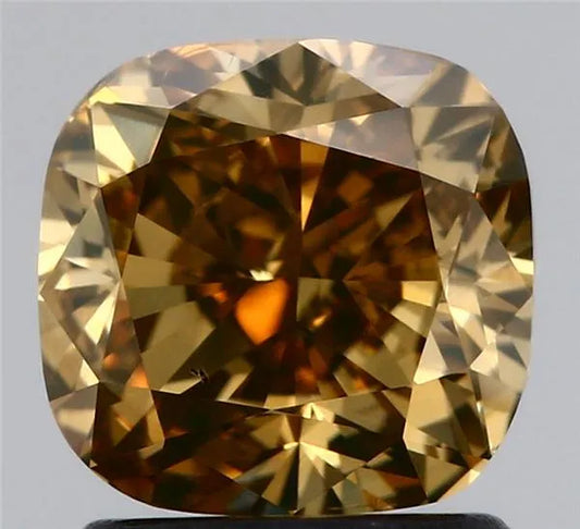 1.63ct Cushion brilliant Natural Diamond (Colour Fancy Deep Yellow, Clarity SI1, GIA Certified)