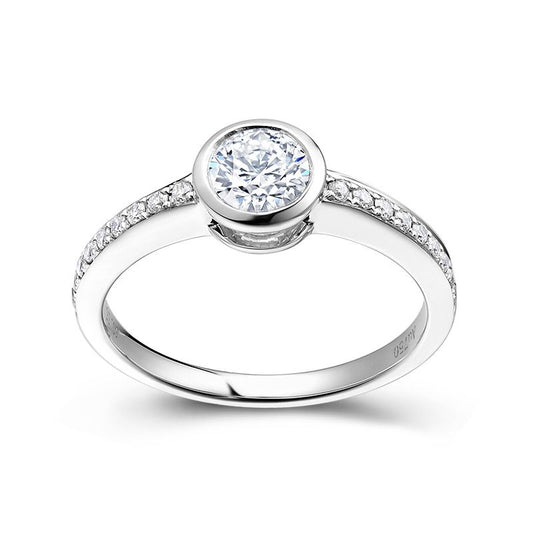 BEZEL SET DIAMOND BAND ENGAGEMENT RING. SETTINGONLY