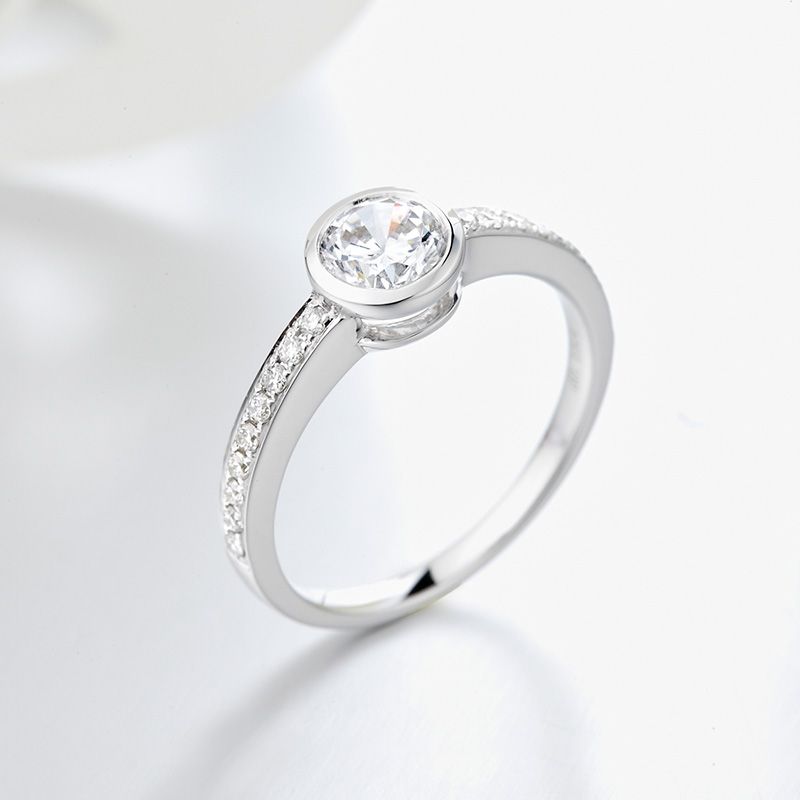 BEZEL SET DIAMOND BAND ENGAGEMENT RING. SETTINGONLY