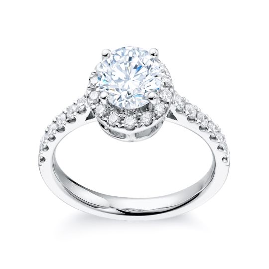 HIGH SET HALO ENGAGEMENT RING. SETTING ONLY