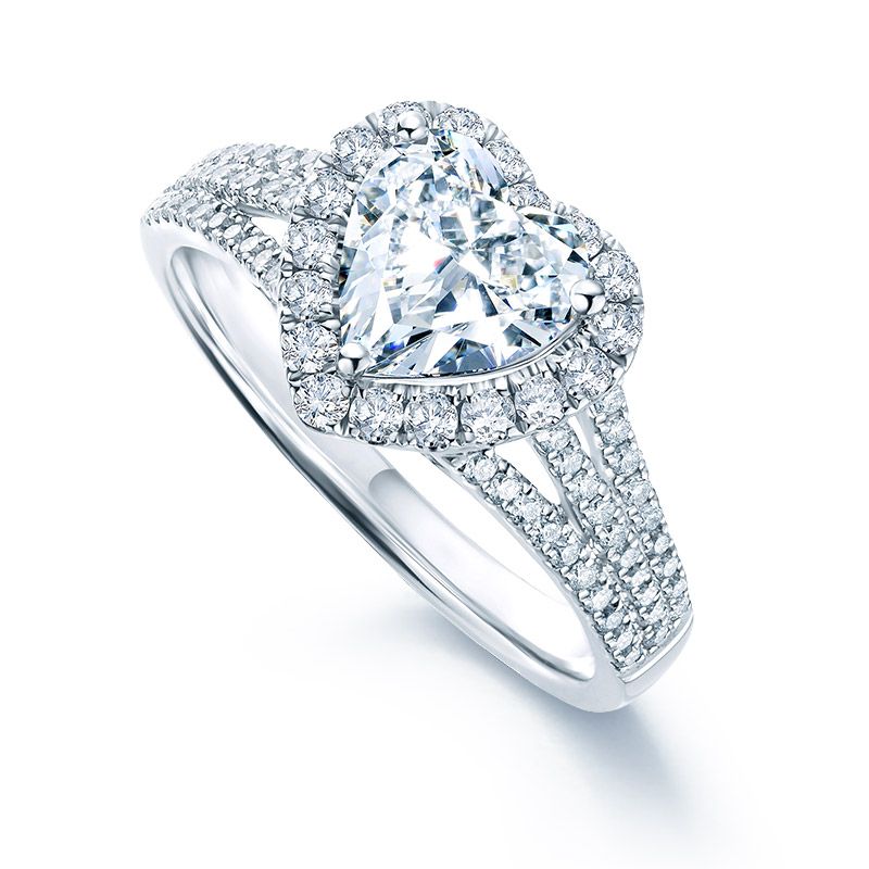 HEART HALO TRIPLE BAND ENGAGEMENT RING. SETTING ONLY