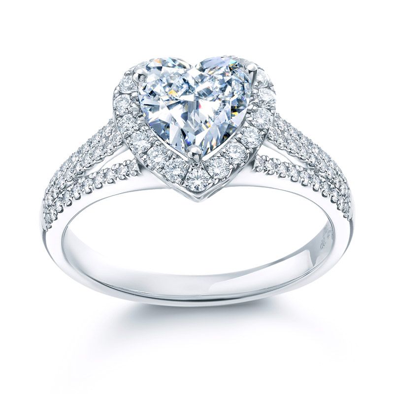 HEART HALO TRIPLE BAND ENGAGEMENT RING. SETTING ONLY