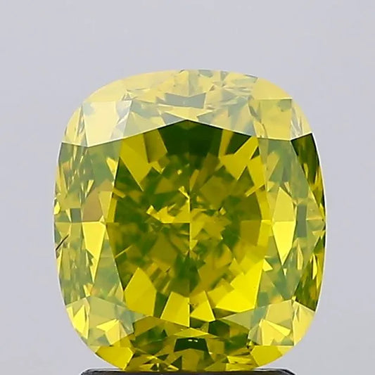 3.02ct Cushion modified Natural Diamond (Colour Fancy Green Yellow, Clarity VS2, Cut VG, IGI Certified)