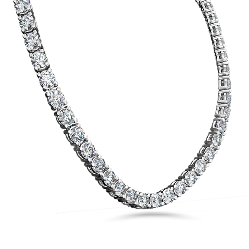 DS Signature diamond tennis necklaces in 18K W/G. 7.30 - 10.80+ total carat weight.